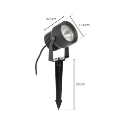 Irina LED-ulkovalaisin, maadoituspiikki, pistoke, harmaa, metallia