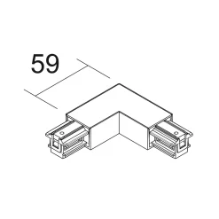 Ivela L-liitin SQUARE 48 V, valkoinen, suojajohdin oikealla