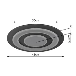 Jayden LED-kattovalaisin, Ø 48 cm, antrasiitti/harmaa, metallia