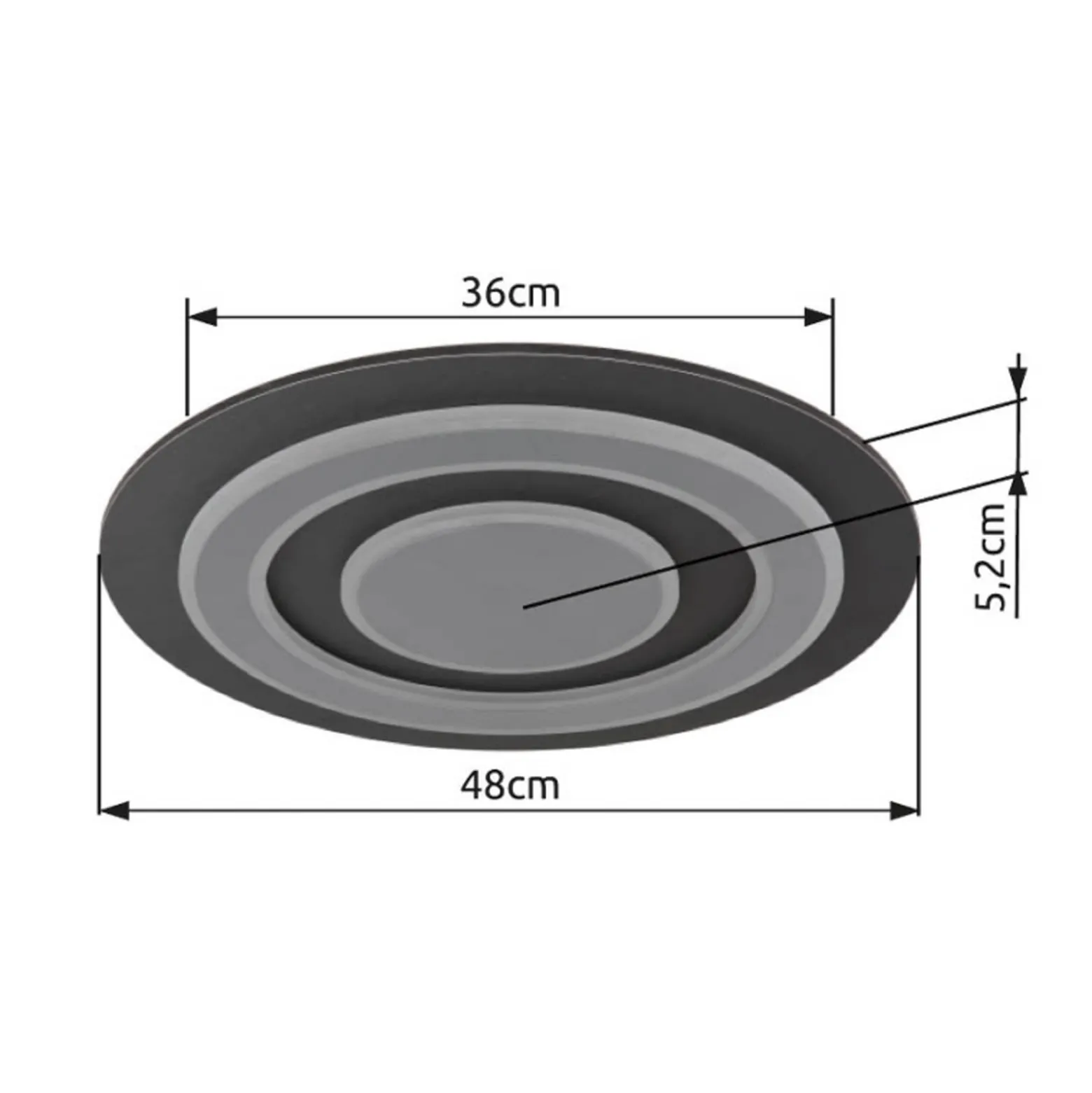Jayden LED-kattovalaisin, Ø 48 cm, antrasiitti/harmaa, metallia