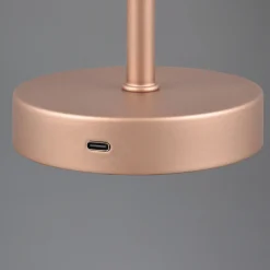 Jeff LED-ladattava pöytävalaisin, kahvi, korkeus 30 cm, metallia