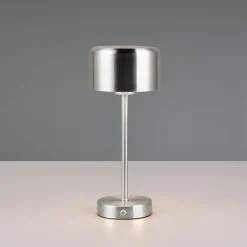 Jeff LED ladattava pöytävalaisin, nikkelin värinen, korkeus 30 cm, metallia