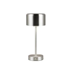 Jeff LED ladattava pöytävalaisin, nikkelin värinen, korkeus 30 cm, metallia