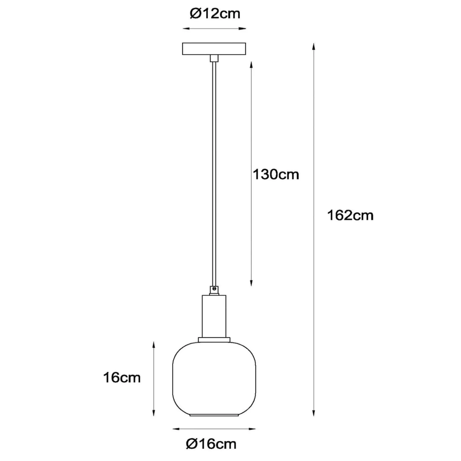 Joanet-riippuvalaisin, Ø 16 cm, 1-valo, lasi, musta