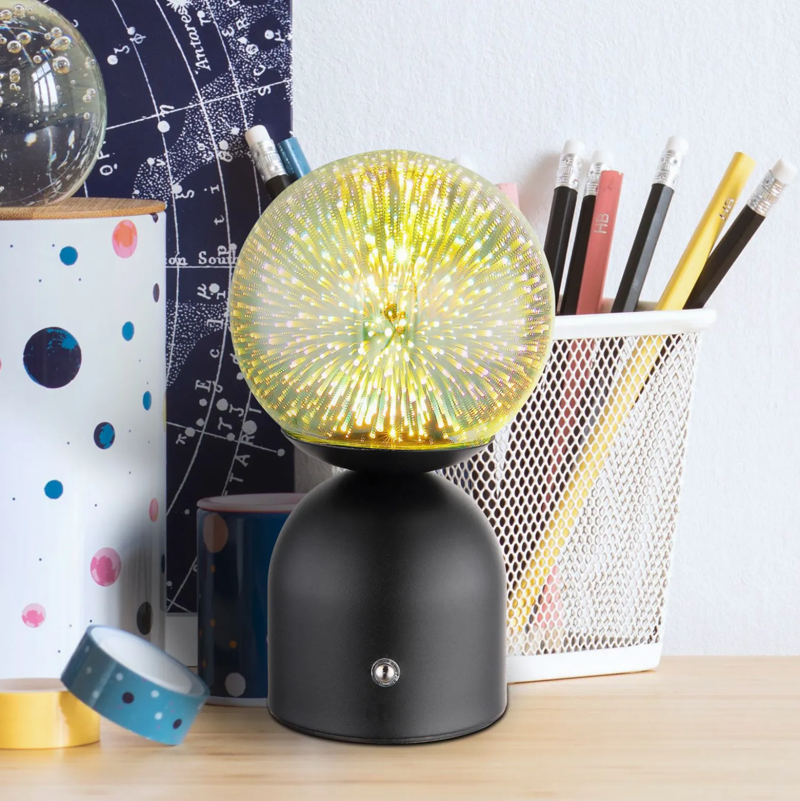 Julsy LED ladattava pöytävalaisin, musta, 3D, korkeus 21 cm, CCT