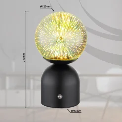 Julsy LED ladattava pöytävalaisin, musta, 3D, korkeus 21 cm, CCT