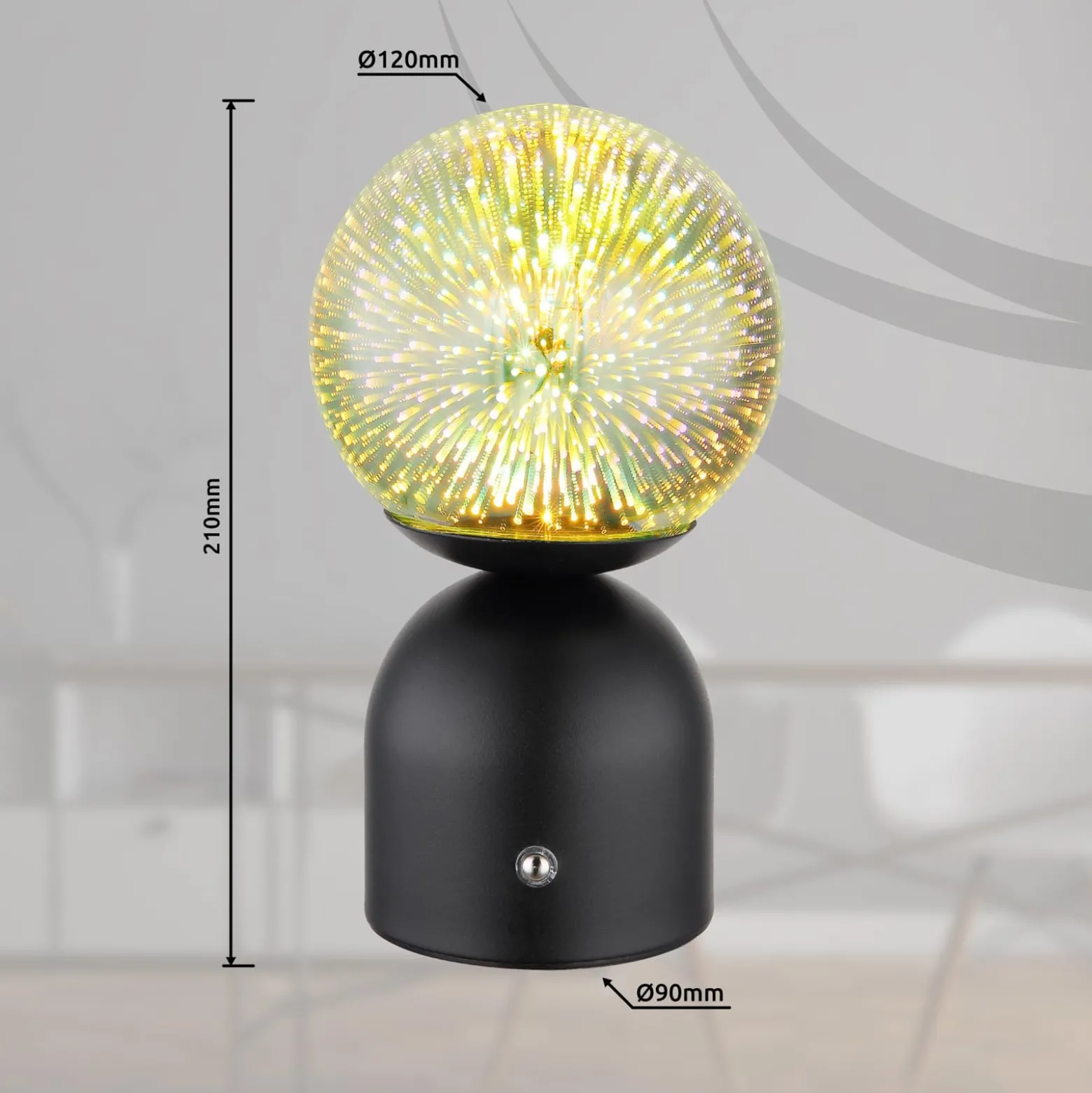 Julsy LED ladattava pöytävalaisin, musta, 3D, korkeus 21 cm, CCT