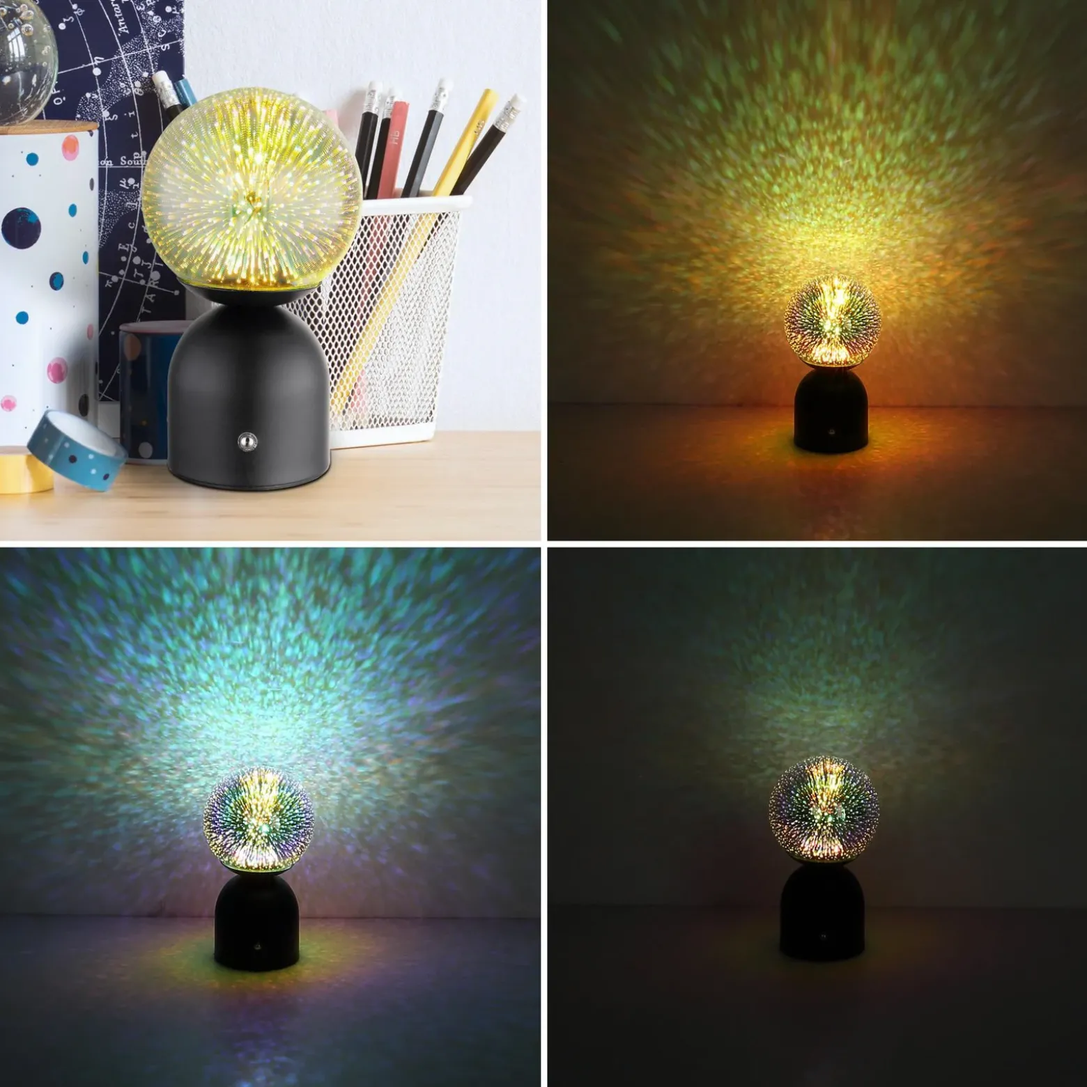 Julsy LED ladattava pöytävalaisin, musta, 3D, korkeus 21 cm, CCT