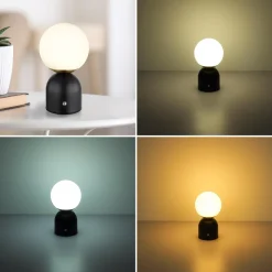 Julsy LED ladattava pöytävalaisin, musta, korkeus 21 cm, metalli, CCT