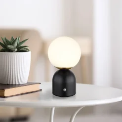 Julsy LED ladattava pöytävalaisin, musta, korkeus 21 cm, metalli, CCT