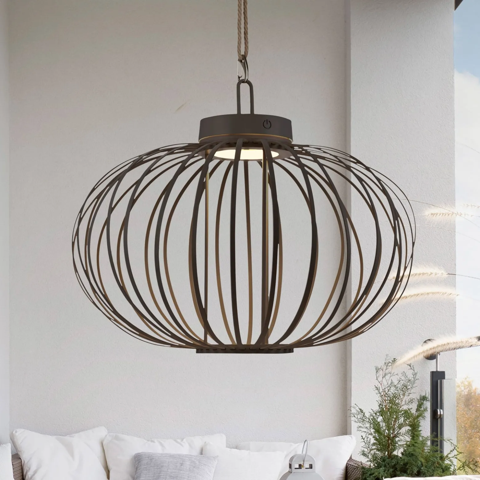 JUST LIGHT. Akuba ladattava LED-pöytävalaisin musta 37 cm bambu