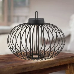 JUST LIGHT. Akuba ladattava LED-pöytävalaisin musta 37 cm bambu