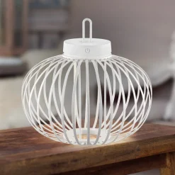 JUST LIGHT. Akuba LED-ladattava pöytävalaisin, valkoinen, 33 cm, bambu