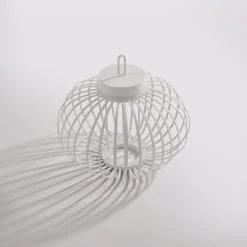 JUST LIGHT. Akuba LED-ladattava pöytävalaisin, valkoinen, 33 cm, bambu