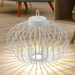 JUST LIGHT. Akuba LED-ladattava pöytävalaisin, valkoinen, 37 cm, bambu