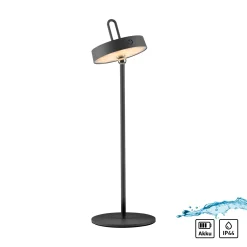 JUST LIGHT. Amag LED ladattava pöytävalaisin, musta, rauta, IP44