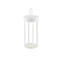 JUST LIGHT. Anselm LED-ladattava pöytävalaisin, valkoinen, 28 cm, rautaa