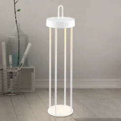 JUST LIGHT. Anselm LED-ladattava pöytävalaisin, valkoinen, 50 cm, rauta