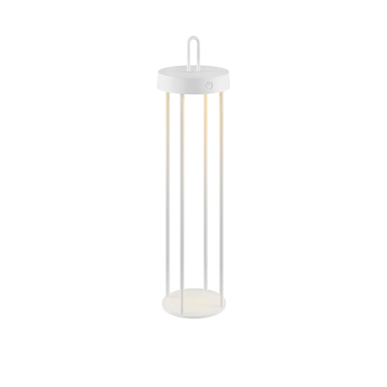 JUST LIGHT. Anselm LED-ladattava pöytävalaisin, valkoinen, 50 cm, rauta