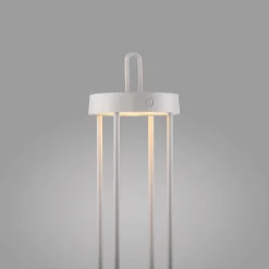 JUST LIGHT. Anselm LED-ladattava pöytävalaisin, valkoinen, 50 cm, rauta