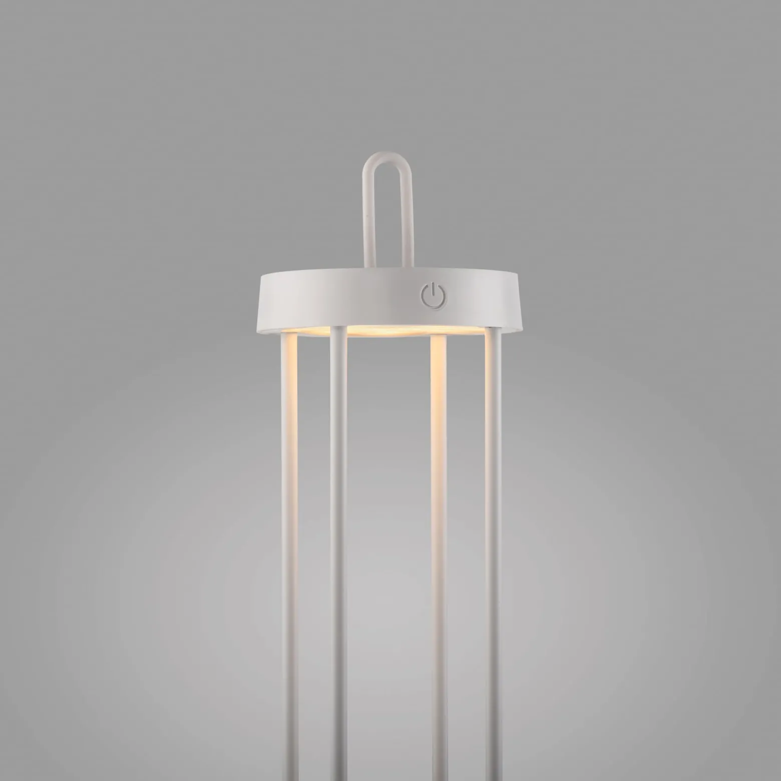 JUST LIGHT. Anselm LED-ladattava pöytävalaisin, valkoinen, 50 cm, rauta
