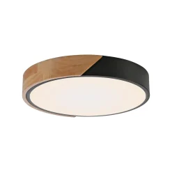 JUST LIGHT. Bila LED-kattovalaisin, musta, Ø 32 cm, puuta