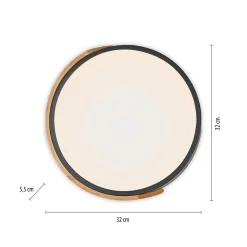 JUST LIGHT. Bila LED-kattovalaisin, musta, Ø 32 cm, puuta