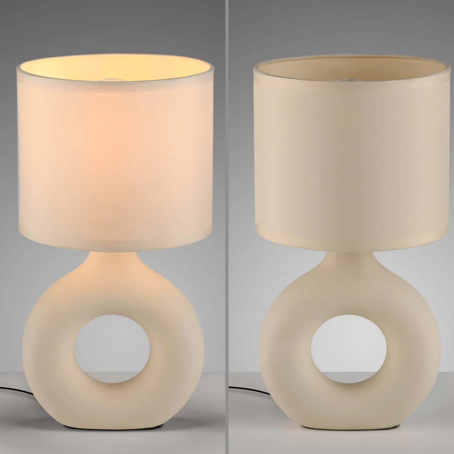 JUST LIGHT. Carara pöytävalaisin, keraaminen jalusta, beige