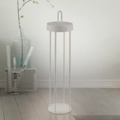 JUST LIGHT. Ladattava LED-pöytävalaisin Anselm harmaa-beige 50cm rauta