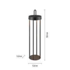 JUST LIGHT. Ladattava LED-pöytävalaisin Anselm musta 50 cm rauta