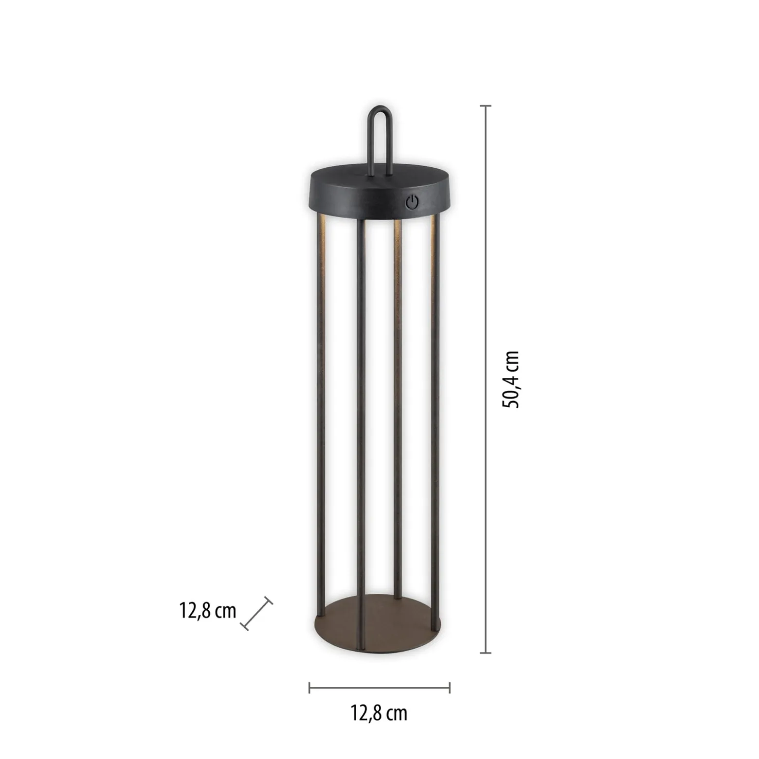 JUST LIGHT. Ladattava LED-pöytävalaisin Anselm musta 50 cm rauta