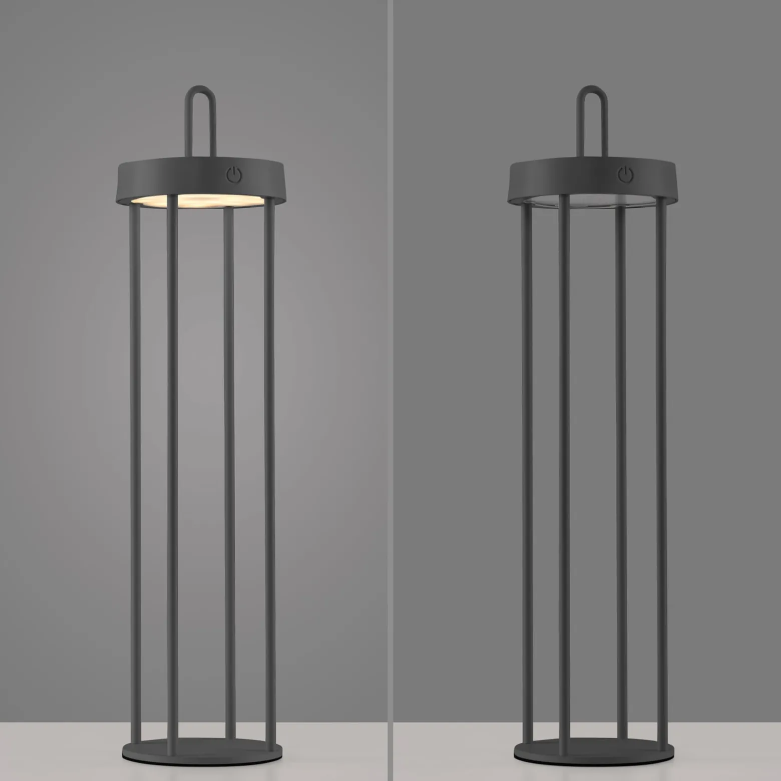 JUST LIGHT. Ladattava LED-pöytävalaisin Anselm musta 50 cm rauta