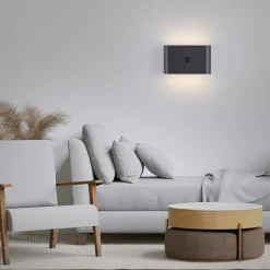 JUST LIGHT. LED-akkuinen seinävalaisin Ziddy musta anturi 3 000 K