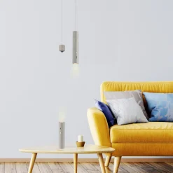 JUST LIGHT. LED-akku-riippuvalaisin Attach, harmaa-beige, rauta
