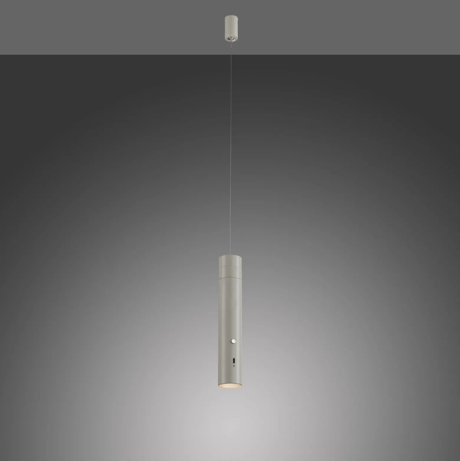 JUST LIGHT. LED-akku-riippuvalaisin Attach, harmaa-beige, rauta