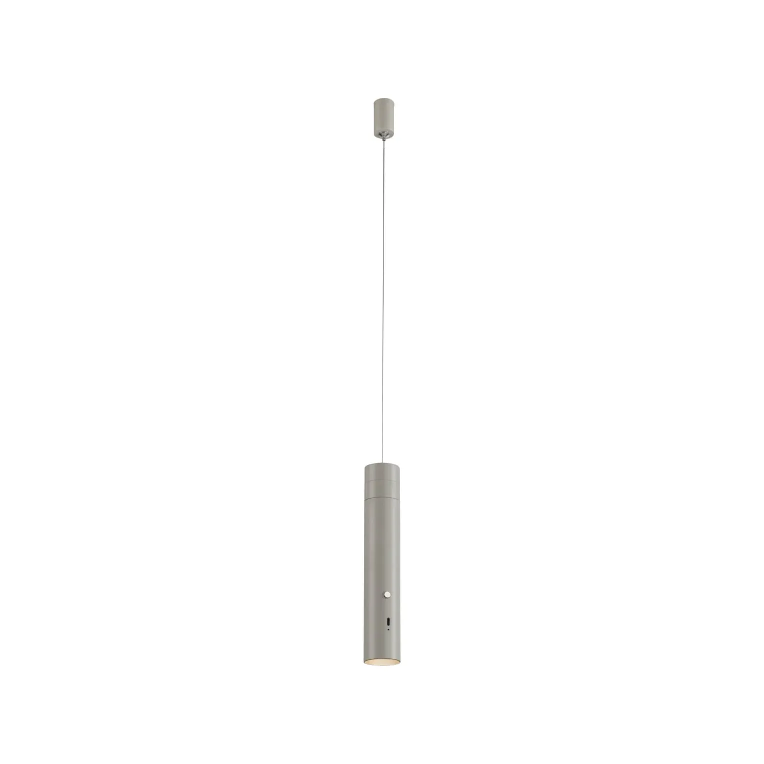 JUST LIGHT. LED-akku-riippuvalaisin Attach, harmaa-beige, rauta