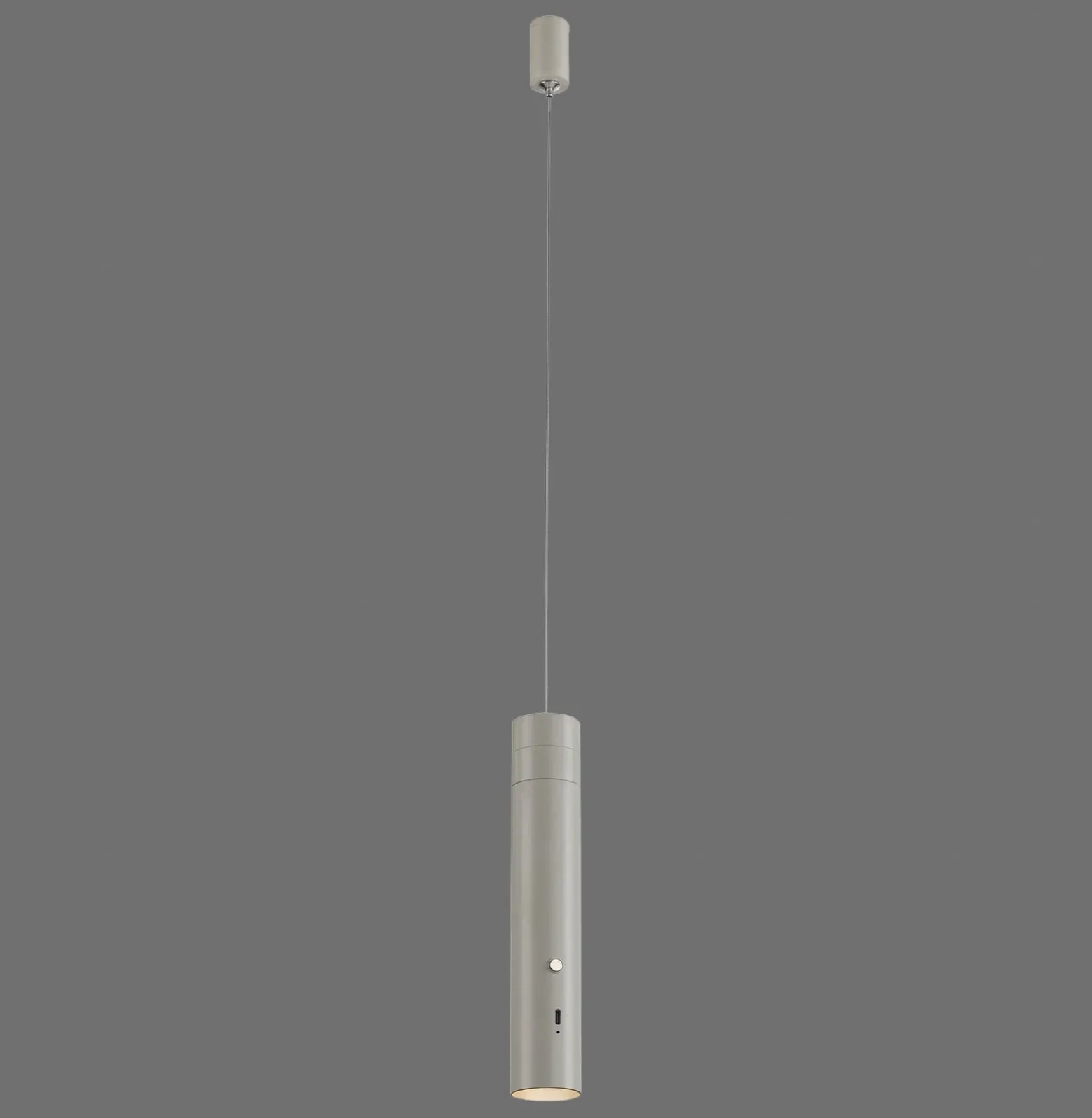 JUST LIGHT. LED-akku-riippuvalaisin Attach, harmaa-beige, rauta