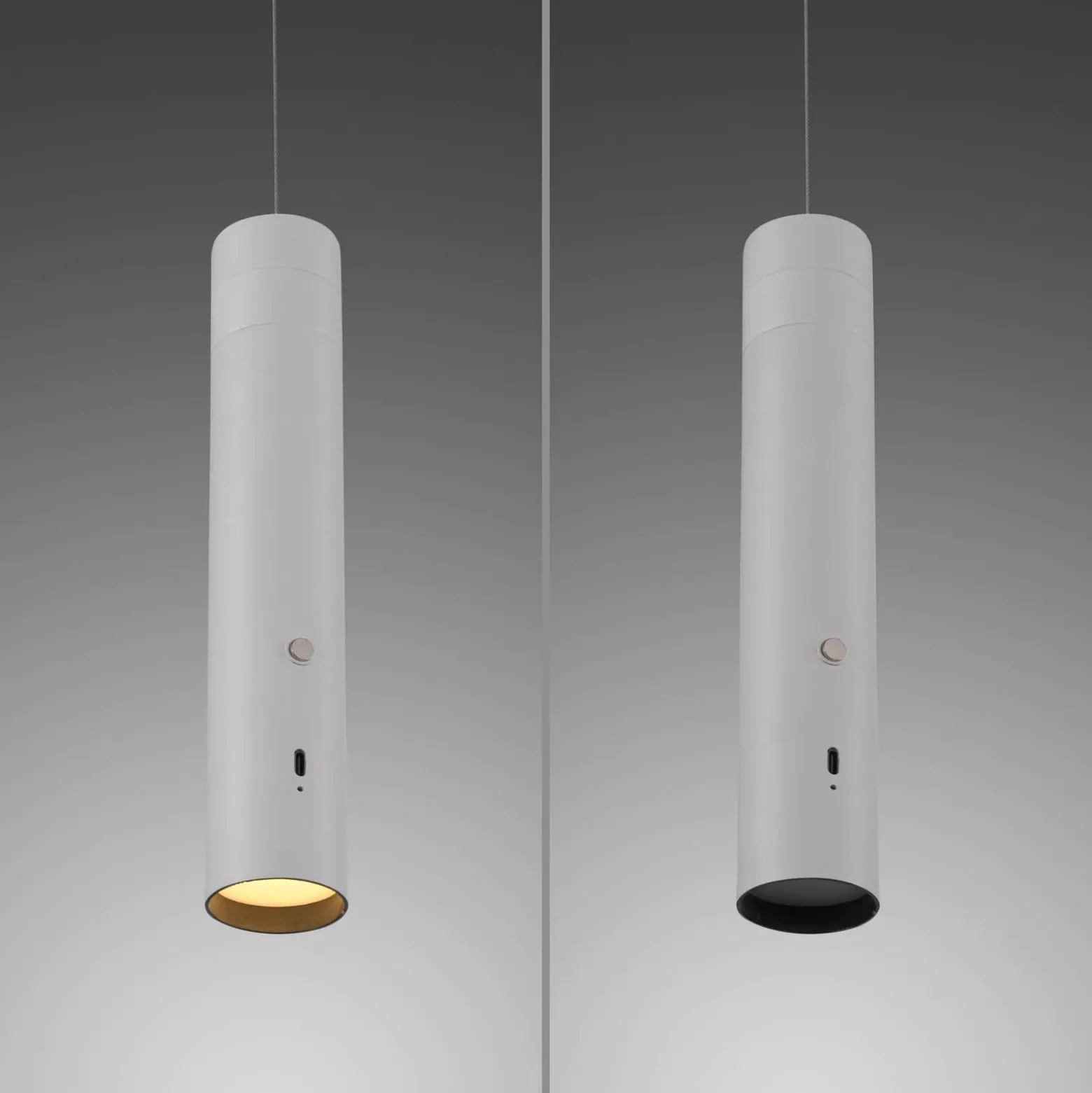 JUST LIGHT. LED-akku-riippuvalaisin Attach, valkoinen, rauta