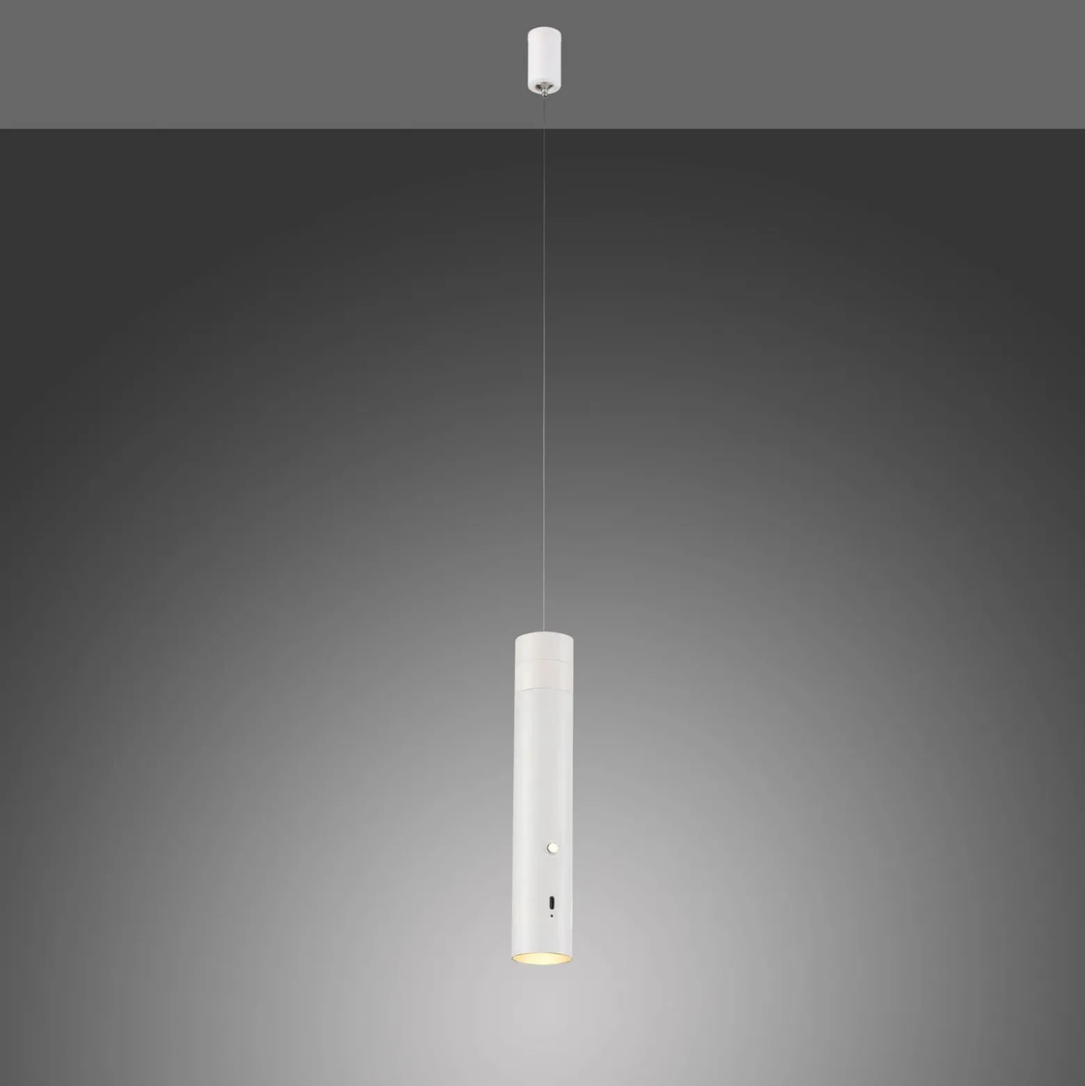 JUST LIGHT. LED-akku-riippuvalaisin Attach, valkoinen, rauta