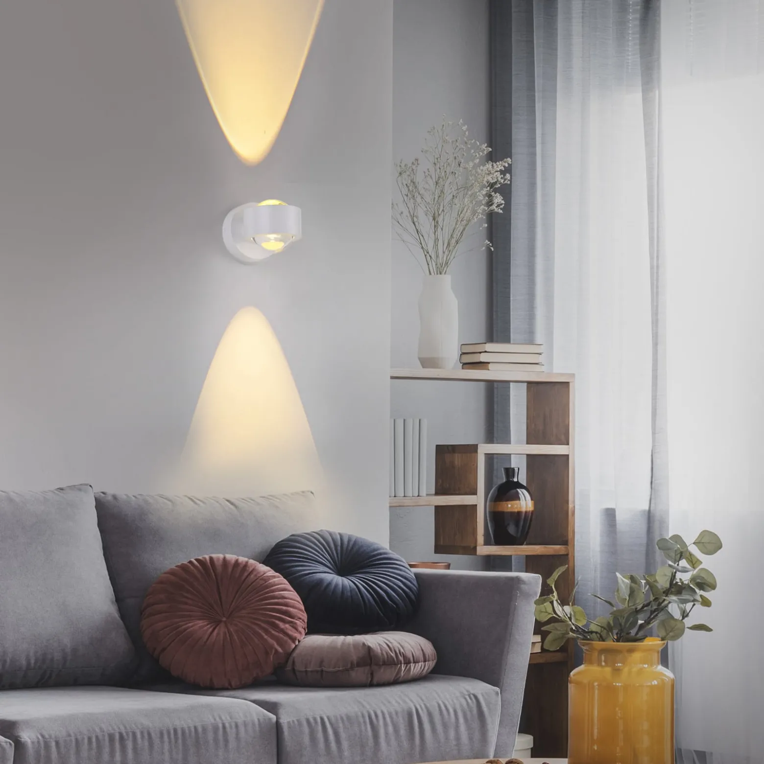 JUST LIGHT. LED-akkuseinävalaisin Chia, valkoinen, rauta, 3 000 K