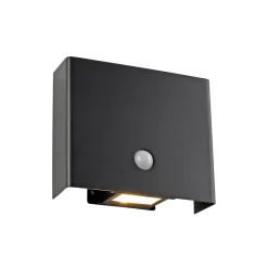 JUST LIGHT. LED-anturi ulkoseinävalaisin Amin, ladattava akku musta