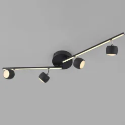 JUST LIGHT. LED-kattospotti Jarik, 4-lamppuinen, musta, 3 000 K