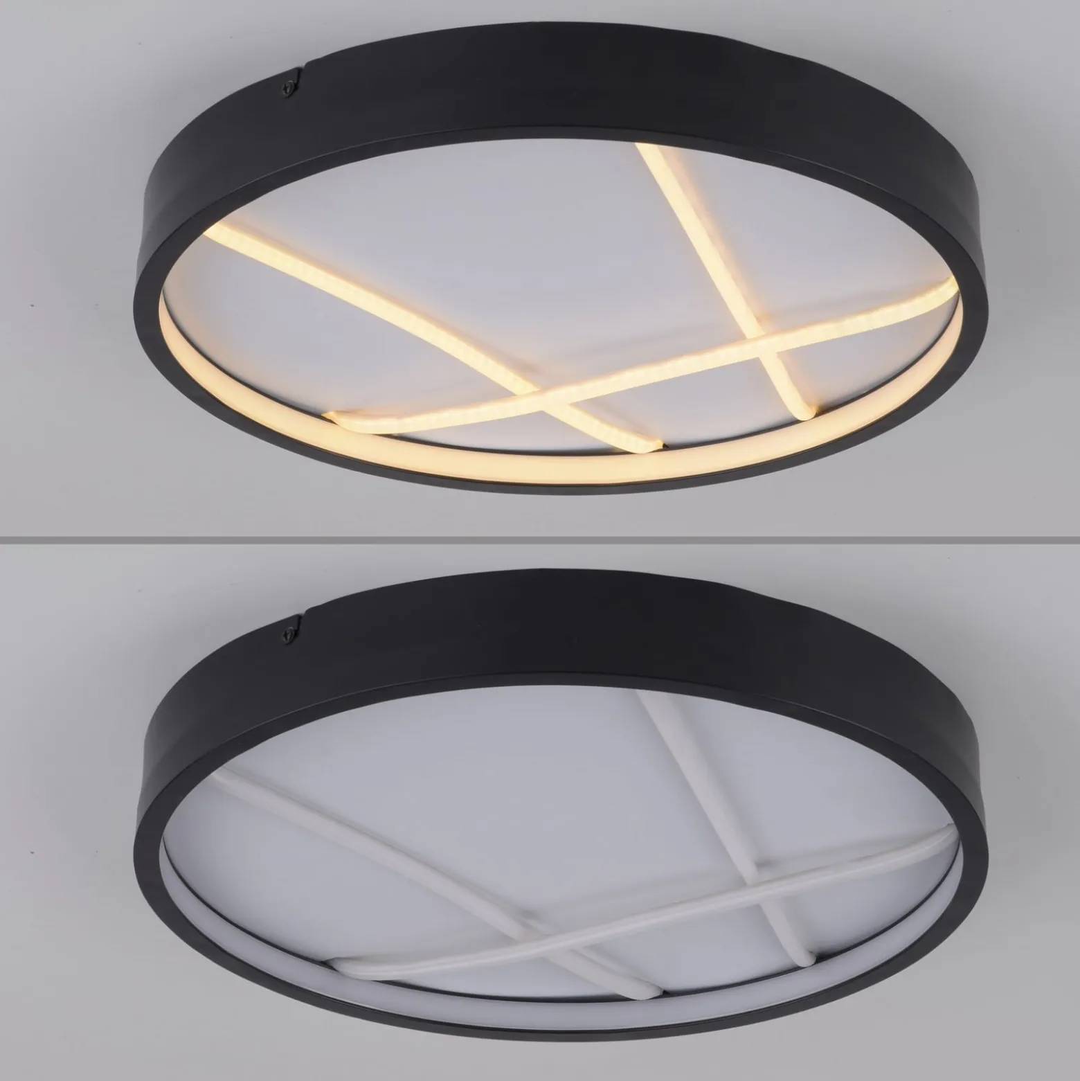 JUST LIGHT. LED-kattovalaisin Mikado, Ø 40 cm, musta