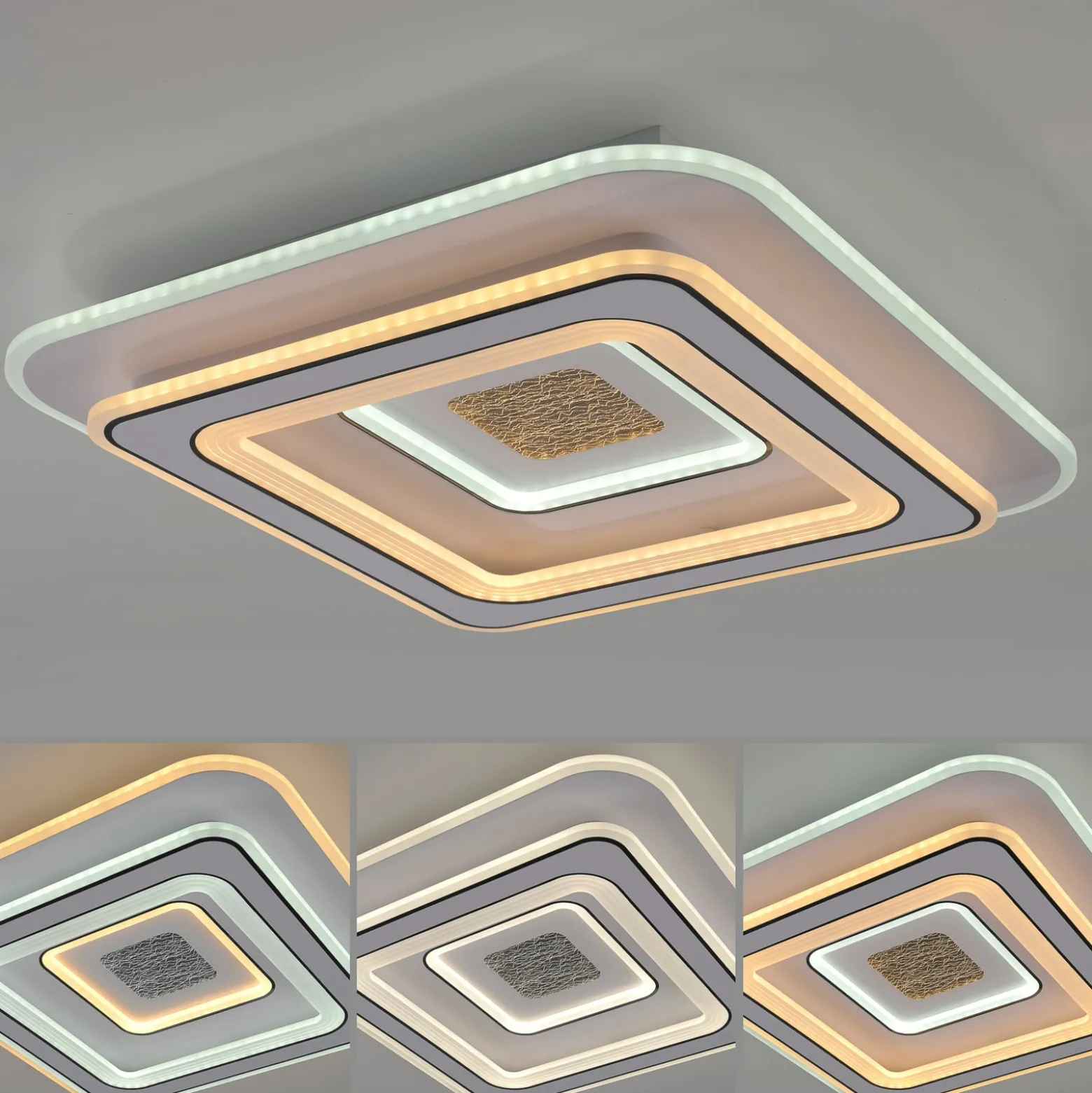 JUST LIGHT. LED-kattovalaisin Tolago, 49x49 cm, CCT, himmennettävä