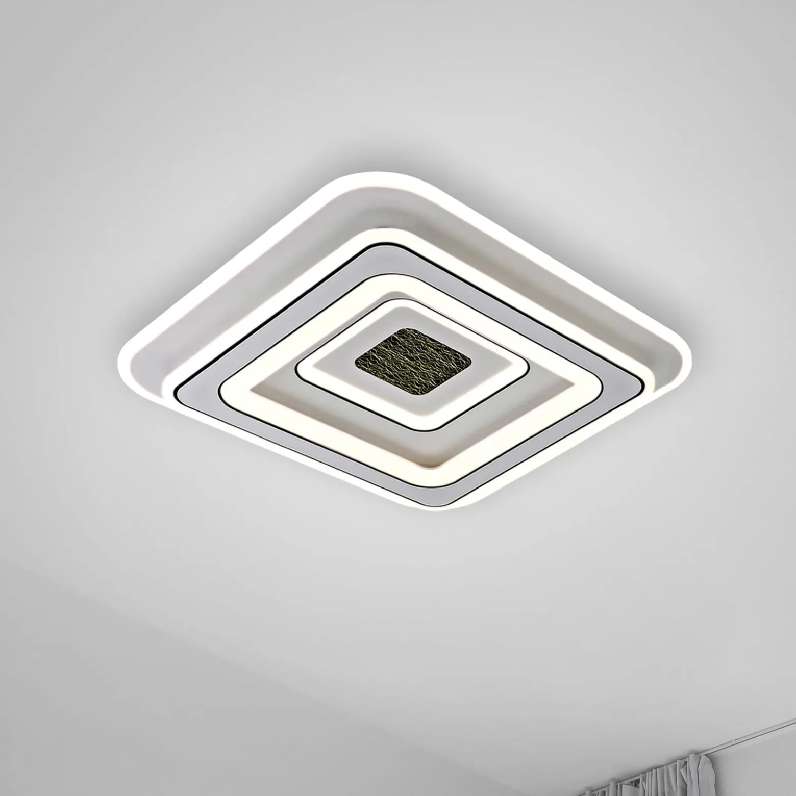 JUST LIGHT. LED-kattovalaisin Tolago, 49x49 cm, CCT, himmennettävä