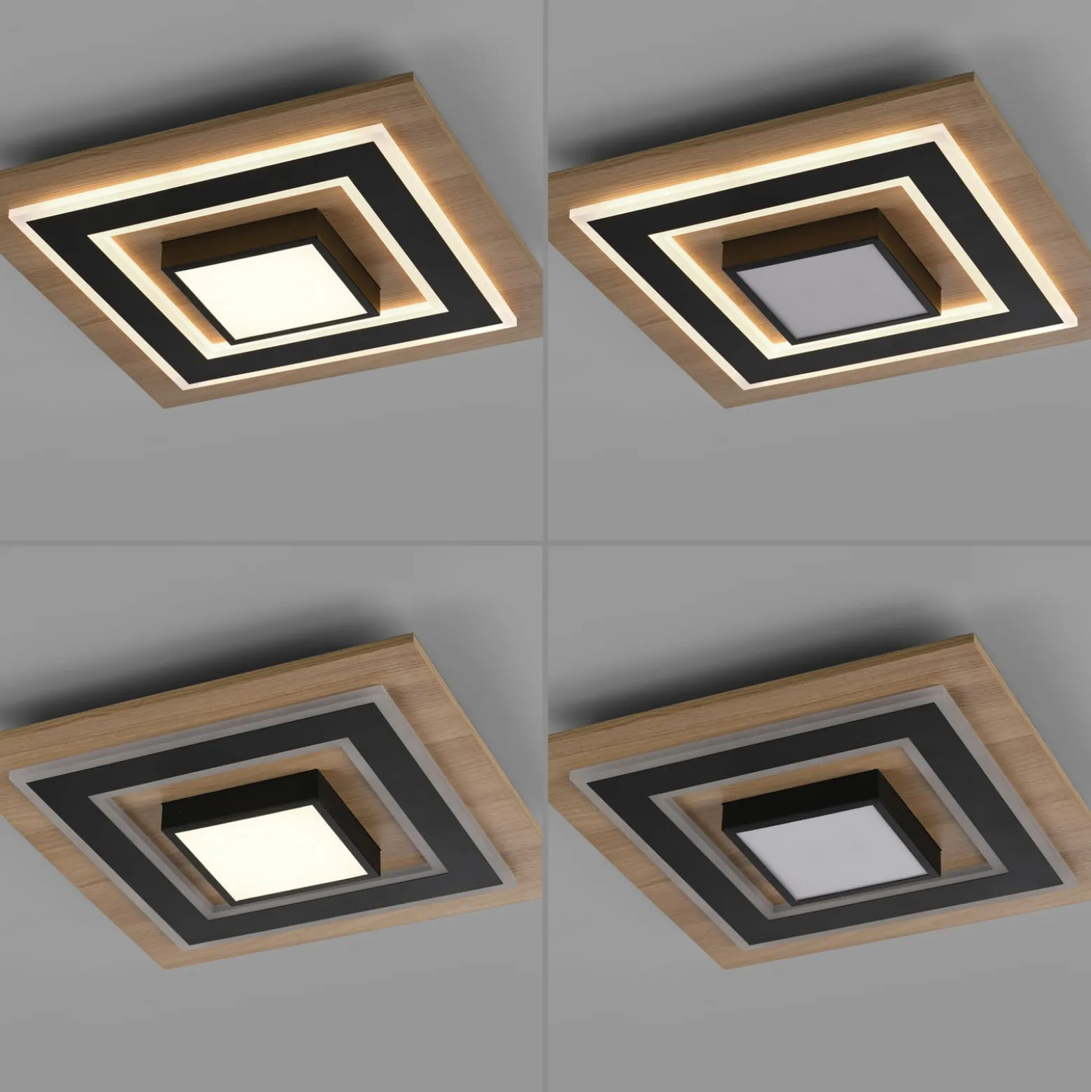 JUST LIGHT. LED-kattovalaisin Tola, kulmikas, 2-valo, puu, 3000 K