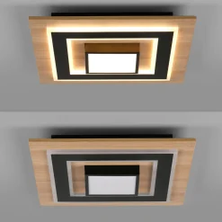 JUST LIGHT. LED-kattovalaisin Tola, kulmikas, 2-valo, puu, 3000 K