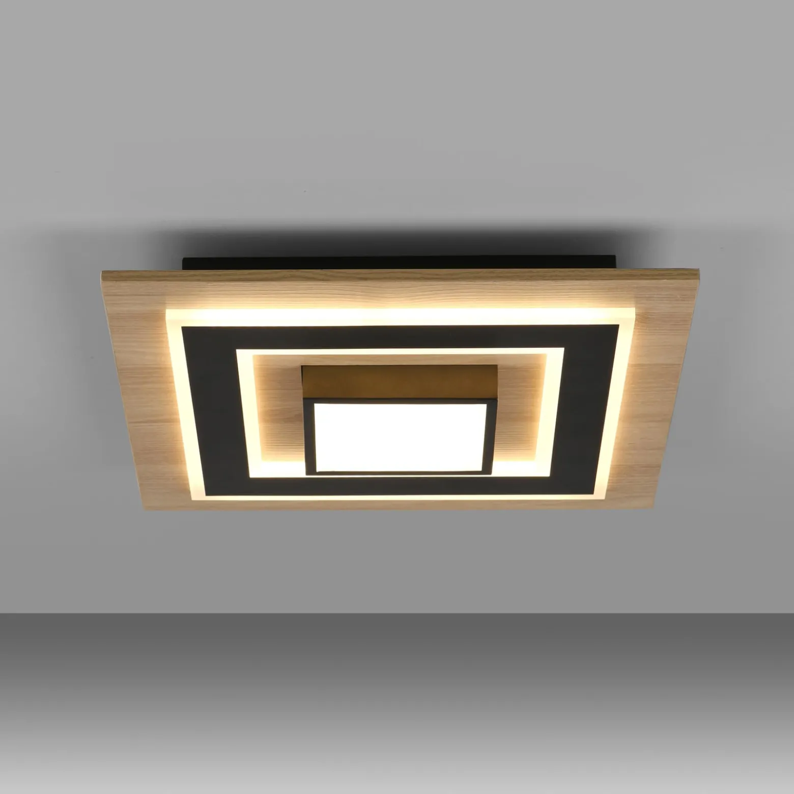 JUST LIGHT. LED-kattovalaisin Tola, kulmikas, 2-valo, puu, 3000 K