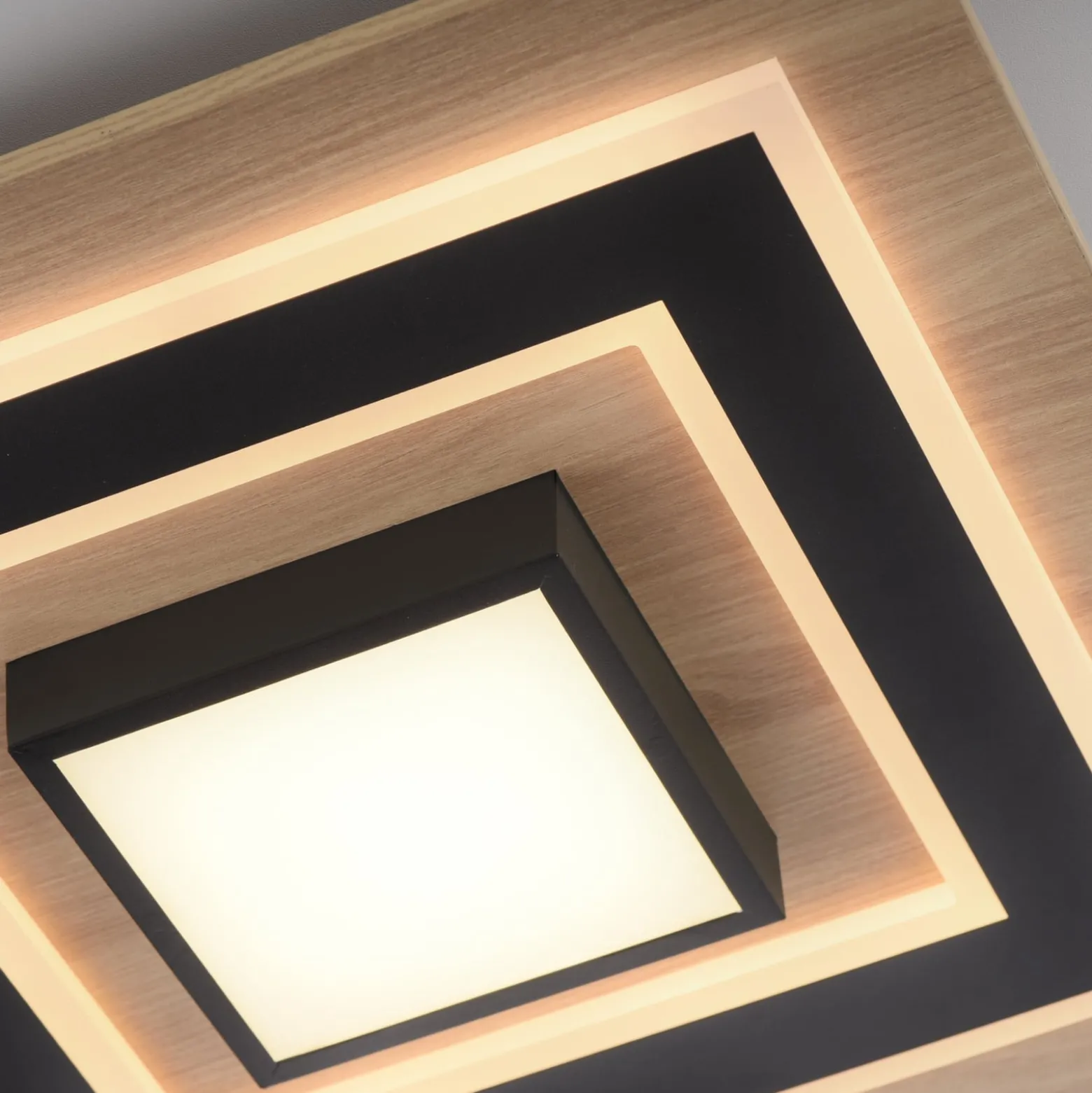 JUST LIGHT. LED-kattovalaisin Tola, kulmikas, 2-valo, puu, 3000 K