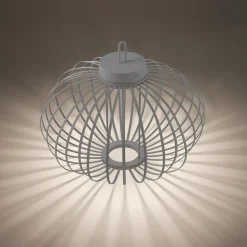 JUST LIGHT. LED ladattava pöytävalaisin Akuba harmaa-beige 37cm bambu